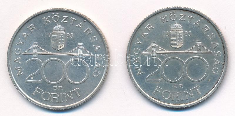 1993. 200Ft Ag 'MNB' (2x) T:1- Adamo F13 - Image 2