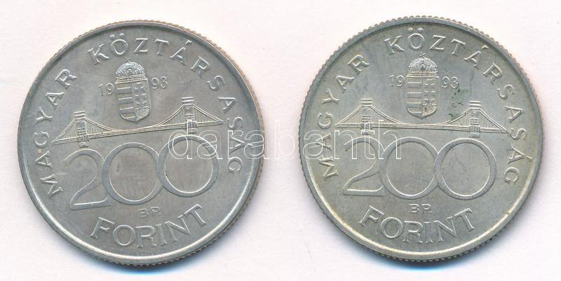 1993. 200Ft Ag 'MNB' (2x) T:1-,2 Adamo F13 - Image 2