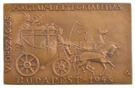 Cziglényi Ádám (1909-1998) 1948. 'V. Országos Magyar Bélyegkiállítás Budapest 1948' Br plakett (95x60mm) T:1-