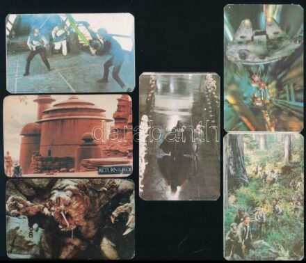 1985 6 db Star Wars - Csillagok háborúja kártyanaptár kisebb foltokkal, ragasztónyomokkal