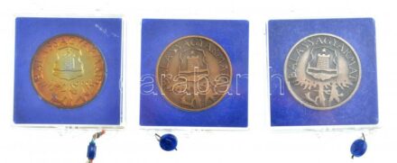 DN 'Balassagyarmat' Br, ezüstpatinázott Br és jelzett Ag emlékérem (3xklf), mindhárom plombált ÁPV tokban (egyik sérült) (~24g/0.835/32mm) T:1- patina
