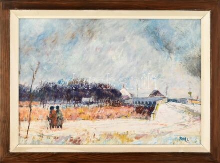Bod László (1920 - 2001): Hortobágyi híd. Olaj, farost, jelzett, dekoratív fakeretben, 35x50 cm