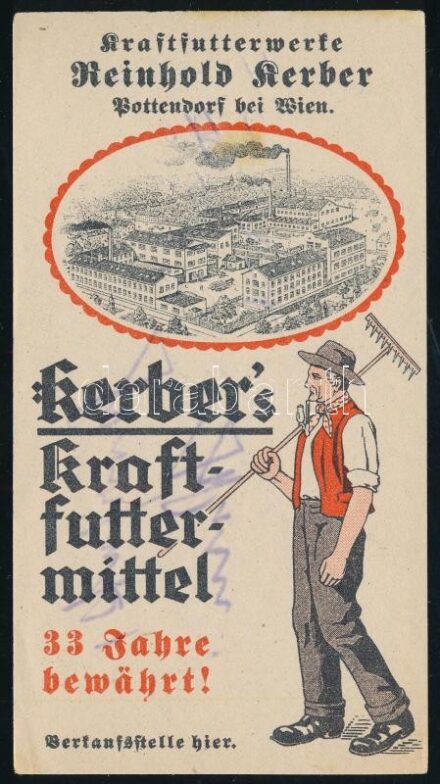 Reinhold Kerber's Kraftfuttermittel számolócédula