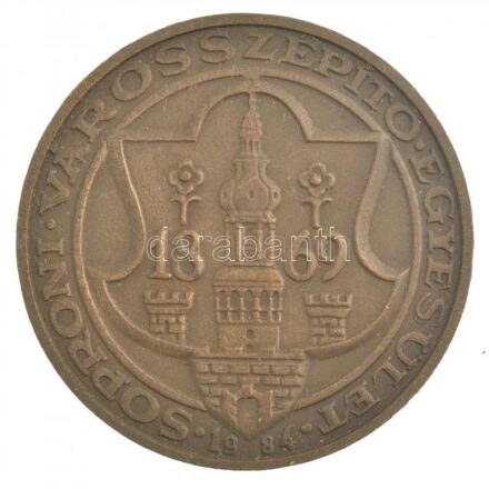 Bogár Lívia (1957-) 1984. '1869 - Soproni Városszépítő Egyesület' bronz emlékérem (50mm) T:1-