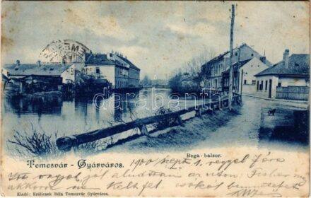 1900 Temesvár, Timisoara; Gyárváros, Béga balsor. Králicsek Béla kiadása / Bega riverside (fl)