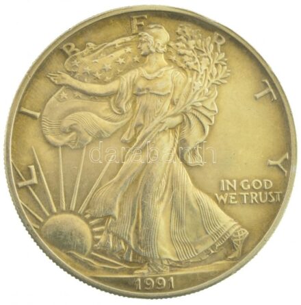 Amerikai Egyesült Államok 1991. 1$ Ag 'Amerikai Sas' aranyozva T:2 USA 1991. 1 Dollar Ag 'American Eagle Bullion Coin' gilt C:XF Krause KM# 273