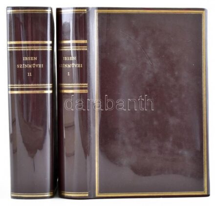 Henrik Ibsen színművei. I-II. köt. Ford.: Hajdu Henrik. Helikon Klasszikusok. Bp., 1966, Magyar Helikon, 982+(4) p., 1281+(6) p. Kiadói aranyozott egészbőr-kötés, műanyag védőborítóban, jó állapotban. (1111./1200) példány.