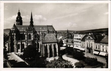 1938 Kassa, Kosice; Dóm / székesegyház, Feldman, Bata üzlete / cathedral, shops + '1938 Kassa visszatért' So. Stpl. (EK)