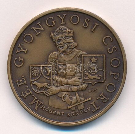Bognár György (1944-) 1984. 'MÉE Gyöngyös / 650 éves Gyöngyös - Róbert Károly' Br emlékérem (42,5mm) T:1- Adamo GS3