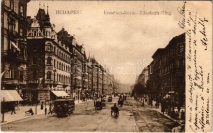 1905 Budapest VII. Erzsébet körút, villamos, kávéház (fl)