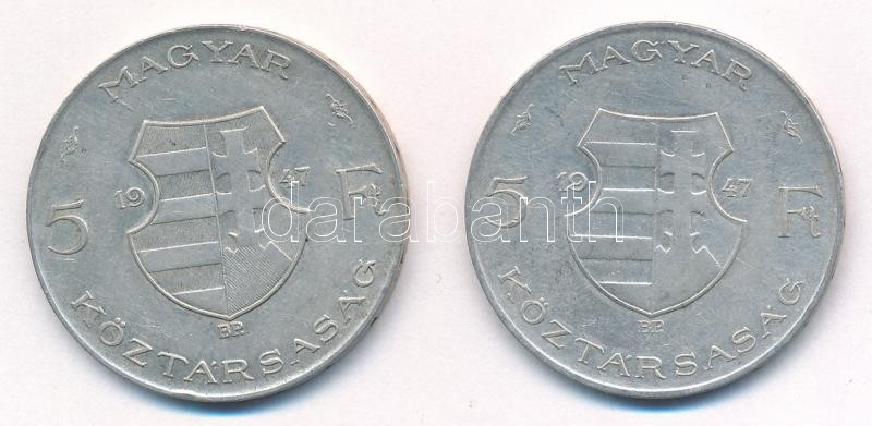 1947. 5Ft Ag 'Kossuth' (2x) T:2-,3 Adamo F8.1 - Image 2