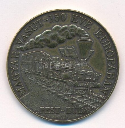 Bognár György (1944-) 1996. 'Magyar Vasút - 150 Éve Európában, Pest-Buda' kétoldalas Br emlékérem (42,5mm) T:1-