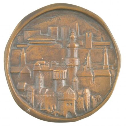 Renner Kálmán (1927-1994) 1977. 'Sopron 1277-1977' kétoldalas Br plakett fa tokban (~95mm) T:1