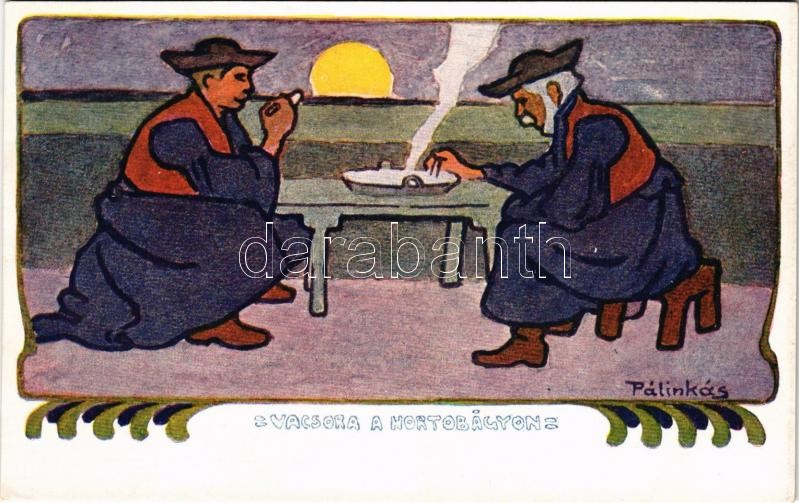 Hortobágy, magyar folklór művészlap s: Pálinkás