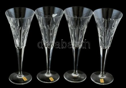 Nachtmann német csiszolt kristály pezsgőspohár, 4db, szívecske mintával, etikettel jelzett, hibátlan, m:23,5cm