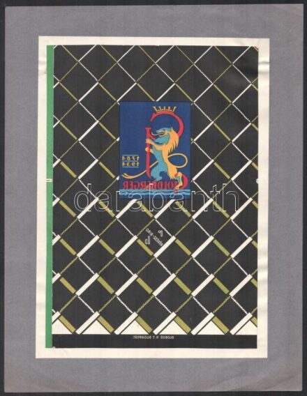 1934 Révész-Bíró: Goldberger katalógus címlapterv negatív nyomdai nyomata, Globus Rt. Budapest, 23,5×16,5 cm