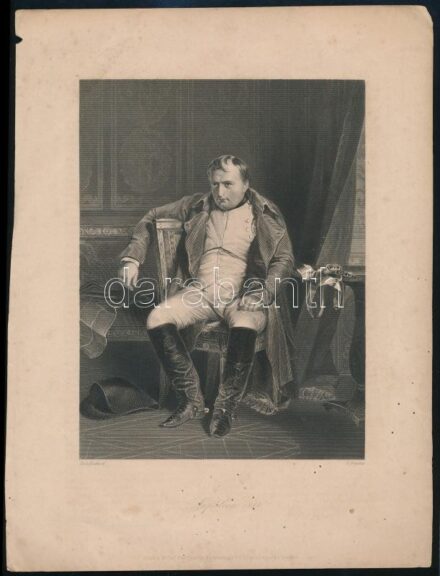De la Roche - William French (1815-1898): Napoleon 1814. Acélmetszet, papír, a lap széle kissé sérült, foltos, 18,5x14 cm