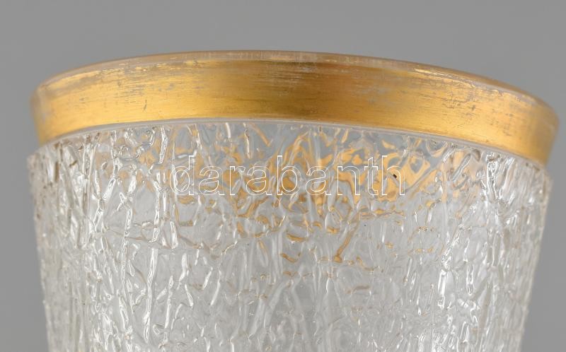 2db régi aranyozott peremű üveg pohár, öntött, kopott, m:11cm - Image 2