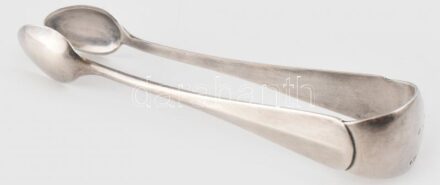 Alpakka cukorfogó, XX. sz. eleje. Jelzett (Wenzel Bachmann & Co.), minimális kopással, h: 14,5 cm