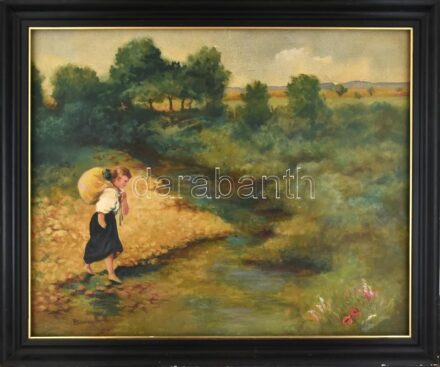 Barsi B jelzéssel: Patakparton. Olaj, vászon. Fa keretben. 80×100 cm. KIZÁRÓLAG SZEMÉLYES ÁTVÉTEL, NEM POSTÁZZUK! / ONLY PERSONAL COLLECTION AT OUR OFFICE.