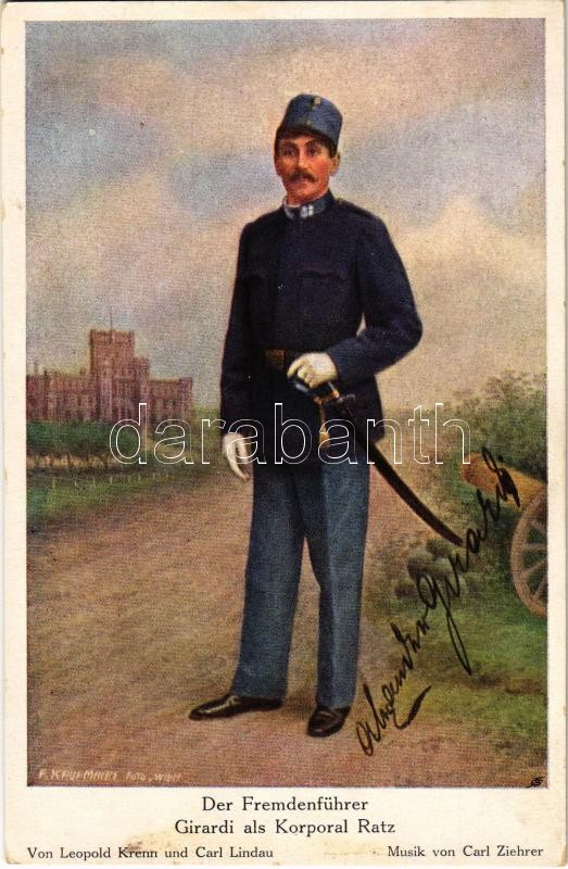 Der Fremdenführer. Girardi als Korporal Ratz. Vom Leopold Krenn und Carl Lindau. Musik von Carl Ziehrer / Austro-Hungarian K.u.K. military art postcard (EK)