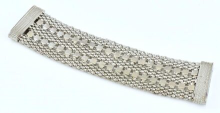 Kétoldalt hordható fém karperec, kristályokkal, mágneses kapoccsal, h:20cm