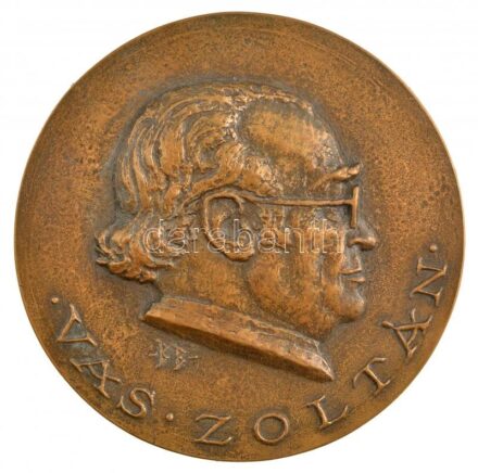 Búza Barna (1920-2010) DN 'Vas Zoltán' egyoldalas Br emlékérem, hátlapon filc alátéttel (128mm) T:1-