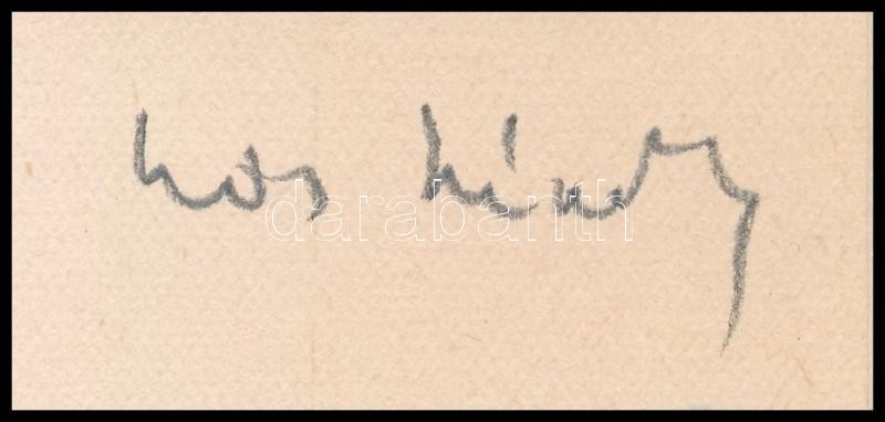 Kós Károly (1883-1977): Találkozás. Linómetszet, papír, utólagos jelzéssel, paszpartuban, felületén hajtásnyommal, 11×11 cm - Image 2