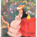 Rónai jelzéssel: Olvasó hölgy. Pasztell, papír, sérült. 35x31 cm
