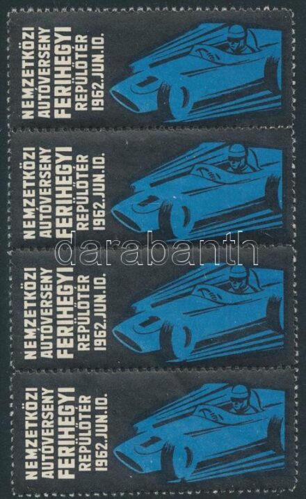 1962 Nemzetközi autóverseny Ferihegyi repülőtér levélzáró négyescsík