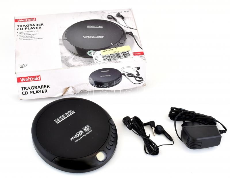 Cd lejátszó, MP3 funkcióval, original dobozban, működik, d:14cm