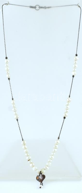 Ezüst (Ag) gyöngyös nyaklánc, jelzett, bruttó:6,1g 43cm - Image 2
