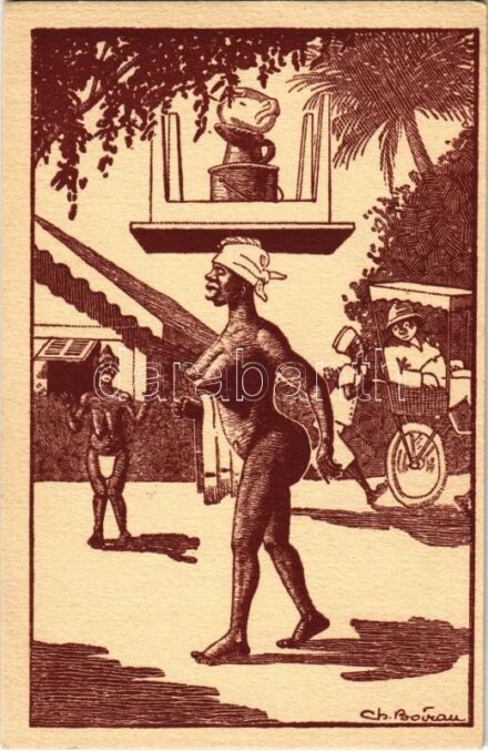 10 En Afrique - La toilette est bien portée / African humour, Dressing (table) is well worn s: Ch. Boirau