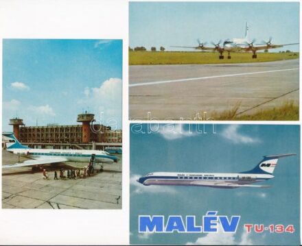MALÉV repülőgépek - 5 db modern magyar képeslap / Hungarian Airlines aircrafts - 5 modern postcards