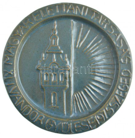 1975. 'Magyar Élettani Társaság XI. Vándorgyűlése 1975 Szeged' falra akasztható mázas kerámia plakett (155mm) T:1-
