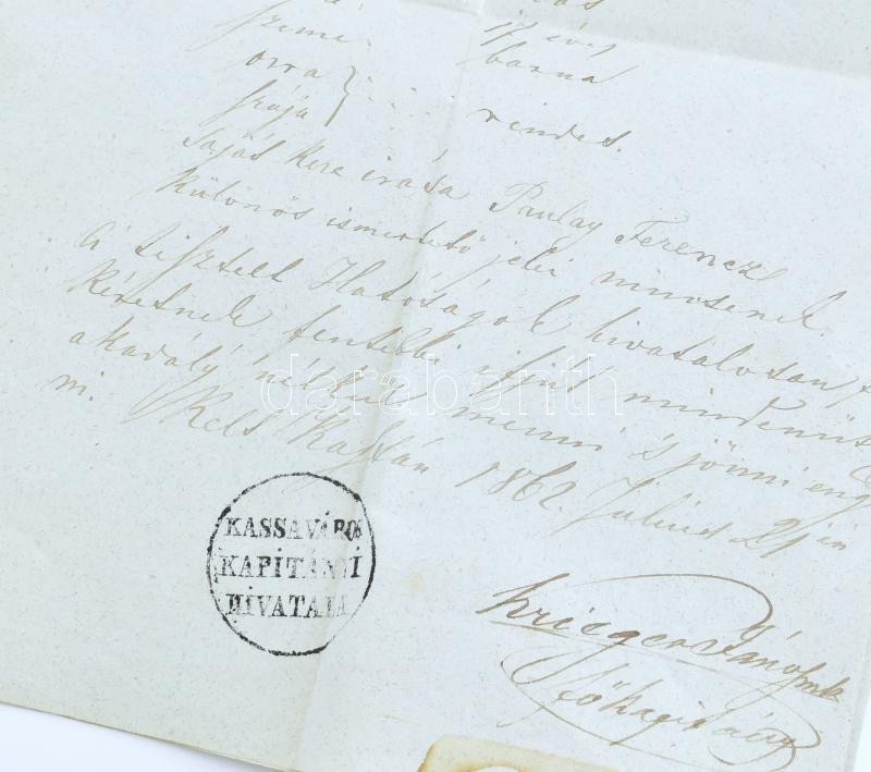 1862 Kassa város igazolási jegye péklegény számára Gyulára utazáshoz - Image 2