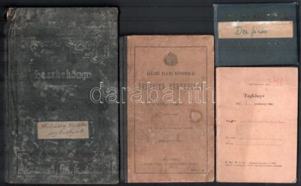 cca 1910-98 vegyes okmány tétel, össz 8 db: cca 1910 Debreceni Református Főiskola leckekönyv, többek közt Tegze Gyula jogi doktor, egyetemi tanár autográf aláírásával; cca 1970 fényképes katonai igazolvány; 1949 fényképes
