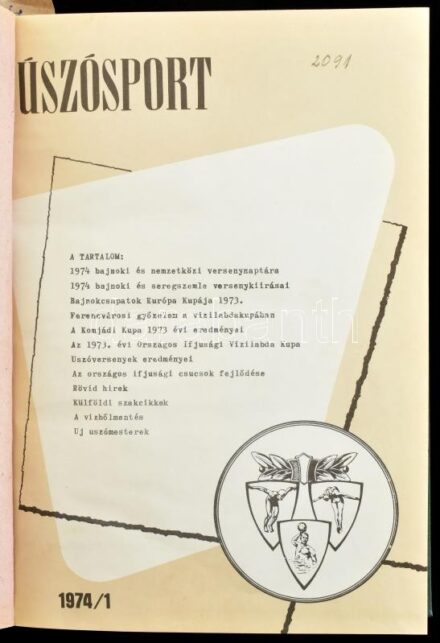 1973-1974 Úszósport két évfolyama (1973 1-12.; 1974 1-12.) két egészvászon-kötésbe kötve, jó állapotban.