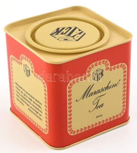 cca 1970-1980 Maraschinó tea, Compack, bontatlan fémdobozos tea, 250 gr., 10x10x10 cm