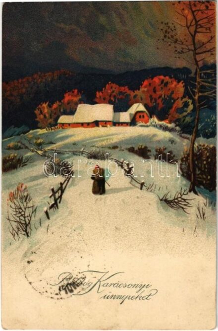 1926 Boldog karácsonyi ünnepeket! / Christmas greeting art postcard with Saint Nicholas. HWB Ser. 2136. (fl)