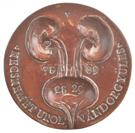 1978. 'Kecskemét Urol. (Urológiai) Vándorgyűlése 78. 09. 28-29.' falra akasztható, egyoldalas mázas kerámia plakett (111mm) T:1-