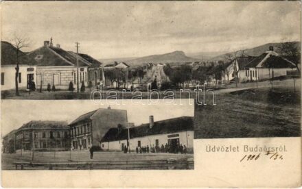 1906 Budaörs, tér, Albeker Benő üzlete (Rb)