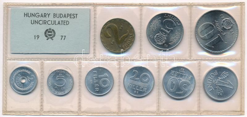 1977. 2f-10Ft (9xklf) érmés forgalmi sor fóliatokban T:1 kis patina Adamo FO10