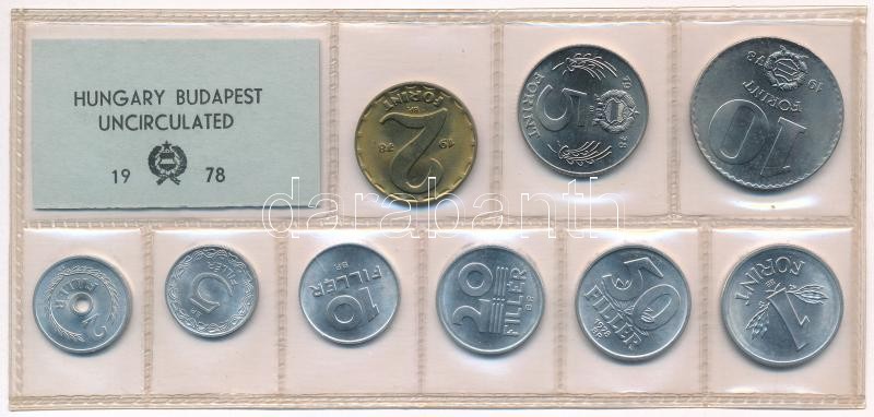 1978. 2f-10Ft (9xklf) érmés forgalmi sor fóliatokban T:1 Adamo FO11
