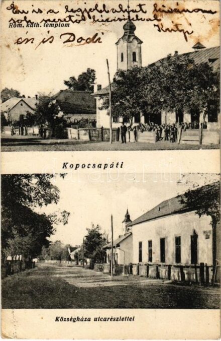 1934 Kopócsapáti (Aranyosapáti), Római katolikus templom, községháza, utca