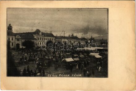 1940 Szászrégen, Rehin; Fő tér, piac / main square, market + '1940 Szászrégen visszatért' So. Stpl. (EK)