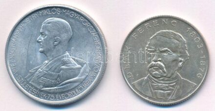 1943. 5P Al 'Horthy Miklós születésének 75. évfordulója' + 1994. 200Ft Ag 'Deák' T:2 Adamo P8.3, F13.1