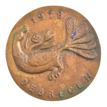 1978. 'Debrecen / Hortobágytól Sárrétig' kétoldalas bronz plakett, eredeti dísztokban (75mm) T:1-