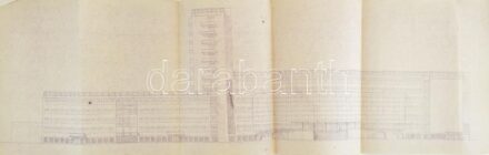 1940 Gerlóczy Gedeon (1895-1975): Az fiumei úti OTI Központi Baleseti Kórház épületének homlokzatának nagy méretű terve 105x32 cm