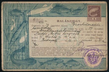 1936 Bp., halászjegy